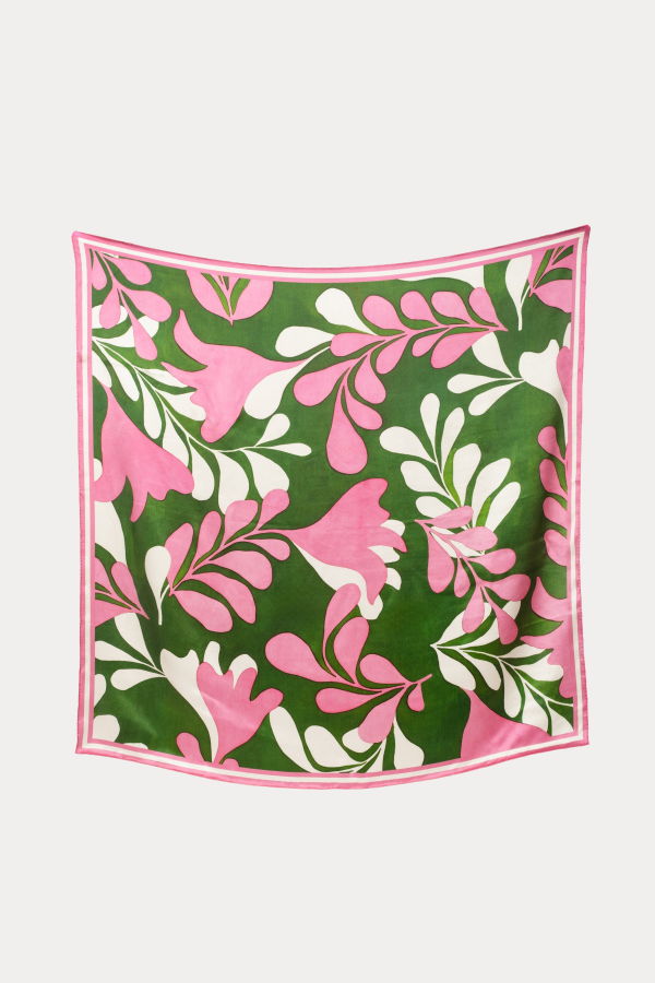 Frances Valentine Silk Scarf - Treetop/Pink