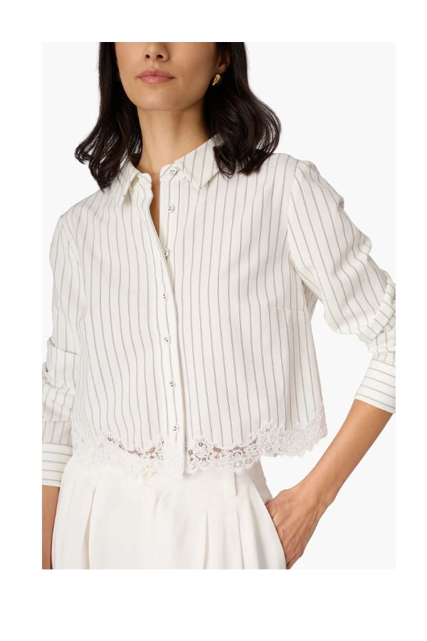 Cami NYC Callum Button Down Top - White Pinstripe