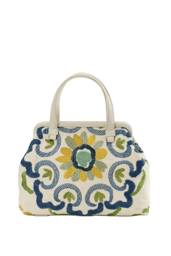 Marian Paquette Olivia Embroidered Linen Bag
