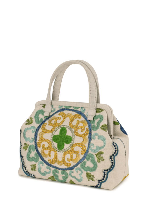 Marian Paquette Olivia Embroidered Linen Bag