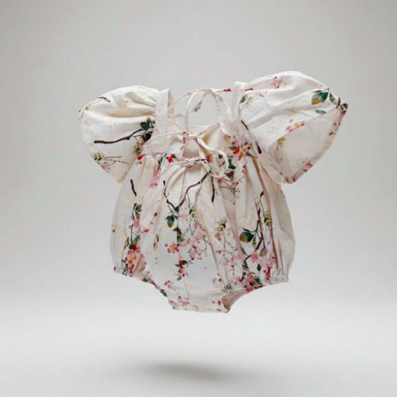 KIDS Piper&Cloth Nora Bubble Romper - Heirloom Rose