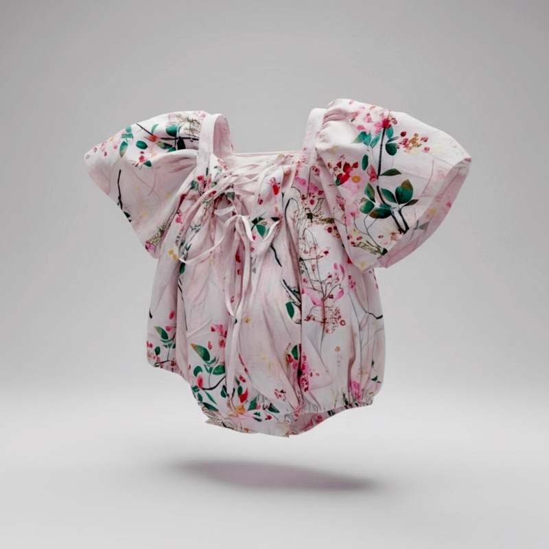 KIDS Piper&Cloth Nora Bubble Romper - Heirloom Rose