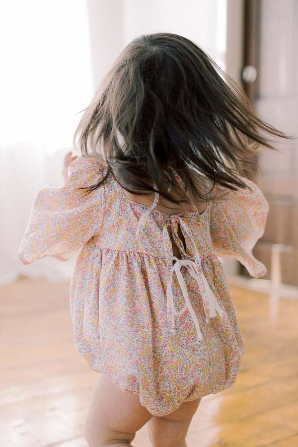 KIDS Piper&Cloth Nora Bubble Romper - Heirloom Rose