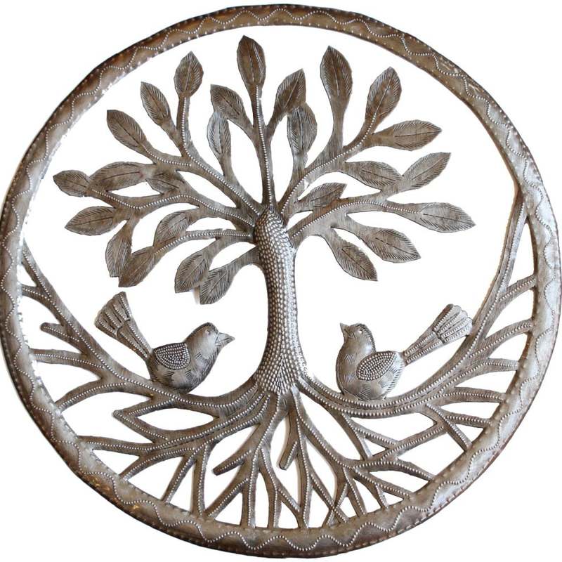 Vi Bella Haitian Tree of Life Metal Art - Round Wall Art