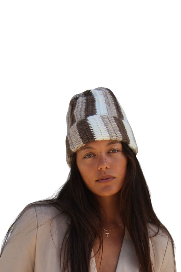 Minga Alpaca Beanie - Natural Stripe