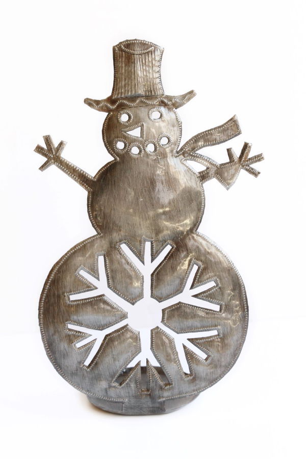 Vi Bella Snowflake Snowman Freestanding Metal Art