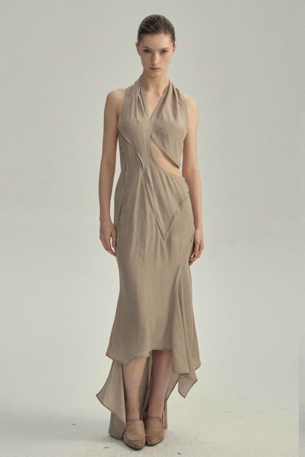 YEHUAFAN Walnut Silk Dress