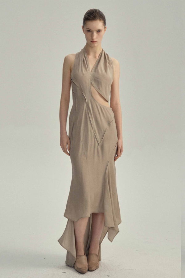 YEHUAFAN Walnut Silk Dress