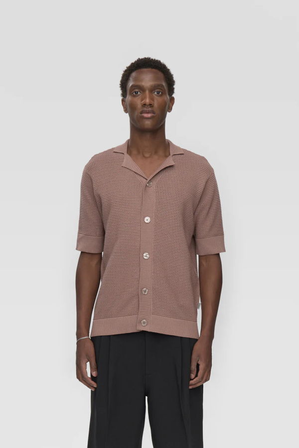 Minimum Mason Crochet Polo Shirt - Antler