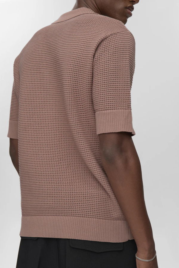 Minimum Mason Crochet Polo Shirt - Antler