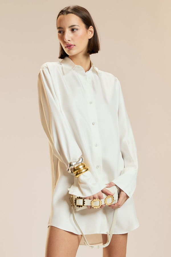 Cynthia Rowley Collectible Silk Shirt Dress - White