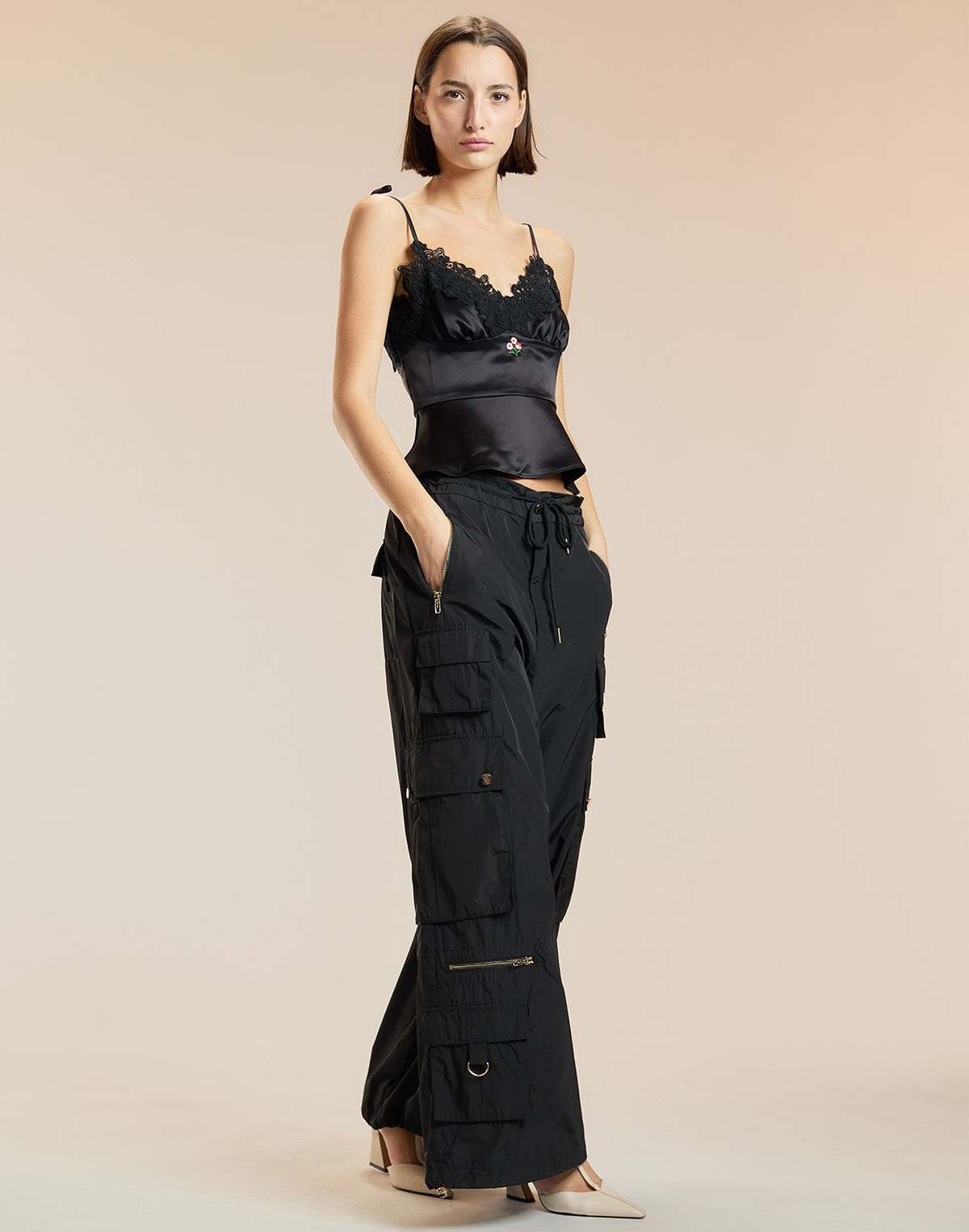 Cynthia Rowley Garbo Lace Slip Top - Black - Image 4 of 4