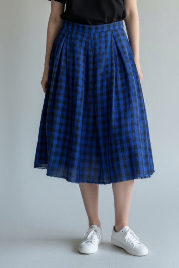 Aequamente Plaid Neon Blue Skirt