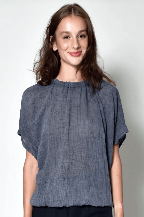 Uzi NYC Gauze Nina Blouse - Charcoal