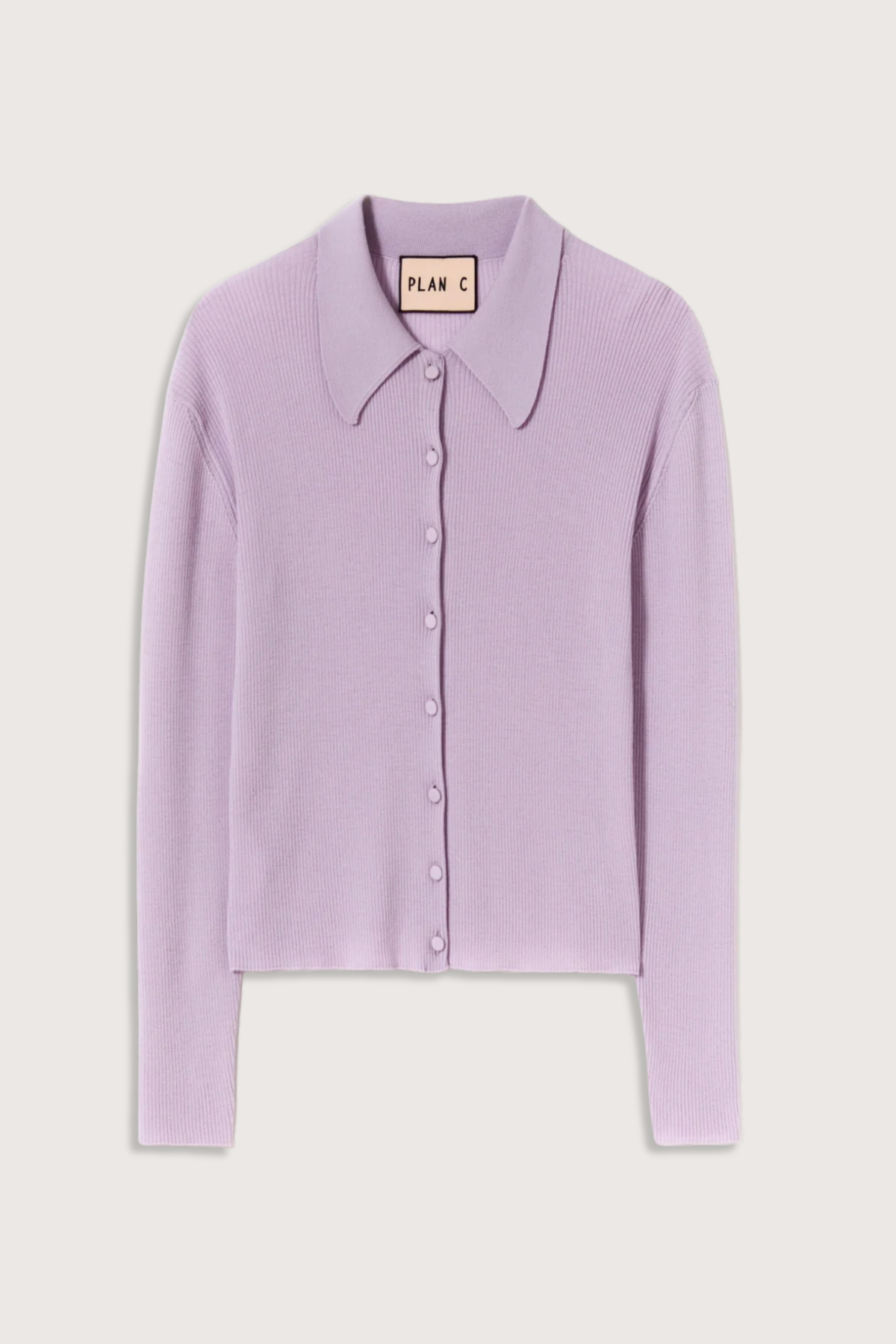 Plan C Shirt Collar Merino Wool Cardigan - Wisteria - Image 1 of 4