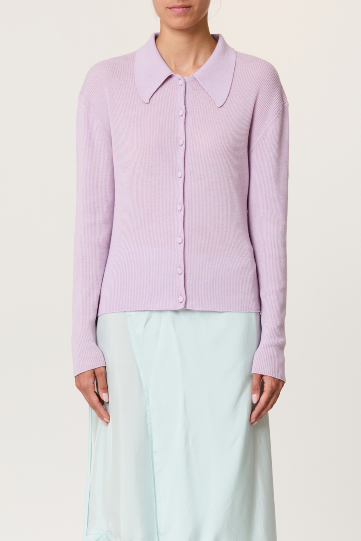 Plan C Shirt Collar Merino Wool Cardigan - Wisteria - Image 2 of 4