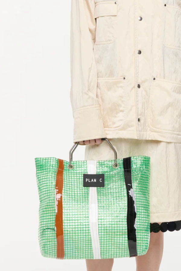 Plan C Shopping Bag Handbag - Baked Wht Blk