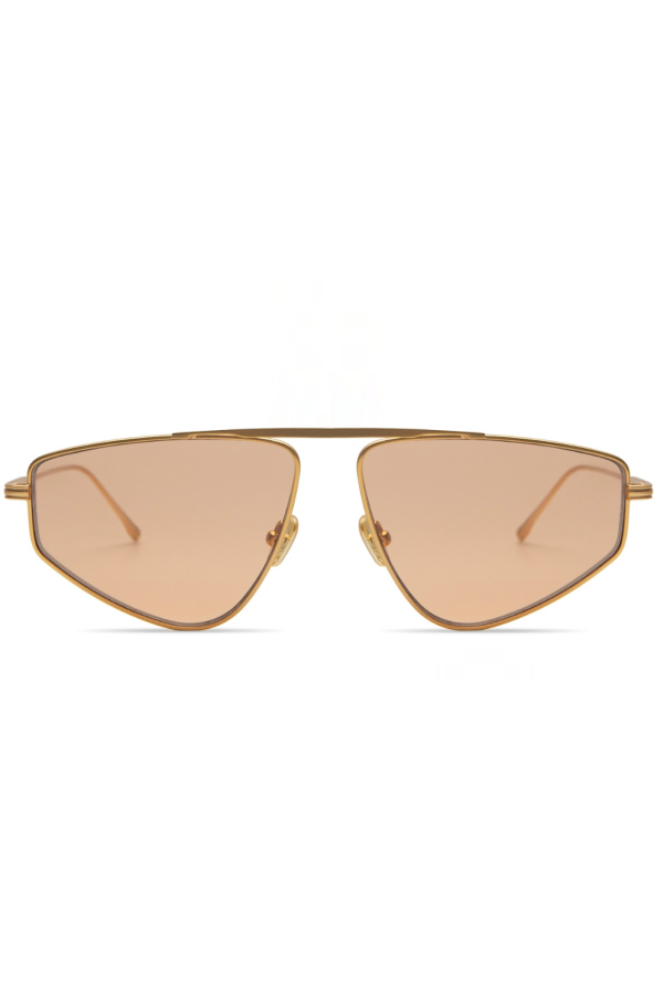 Elisa Johnson Riley in Gold Metal Amber Lens Sunglasses