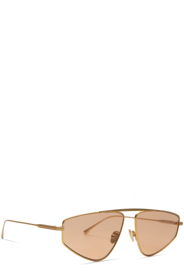 Elisa Johnson Riley in Gold Metal Amber Lens Sunglasses