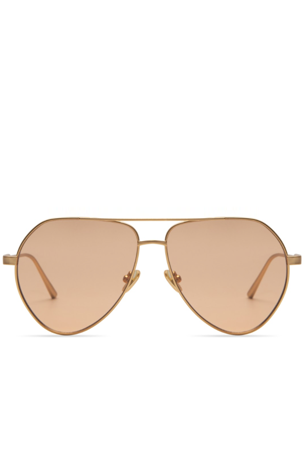 Elisa Johnson Sam in Gold Metal Amber Lens Sunglasses