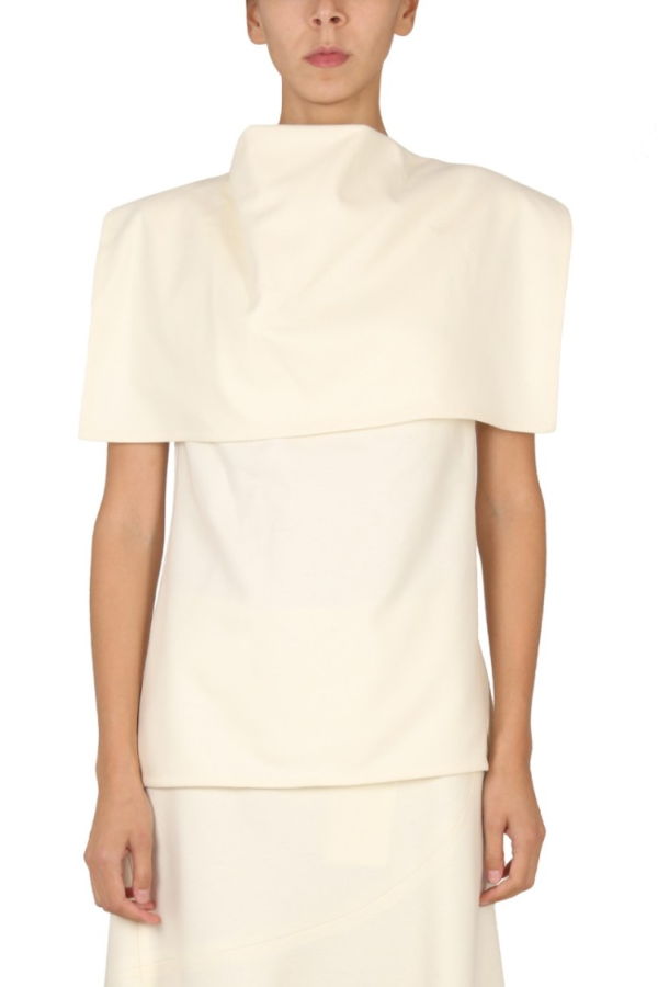 Jil Sander Structured Wool Top - White