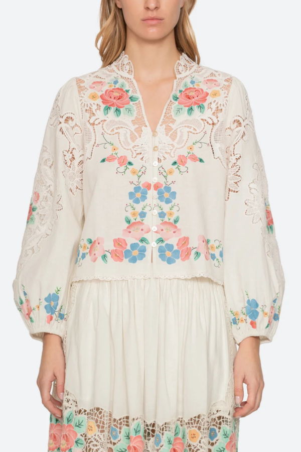 Sea NY Astrid Embroidery Long Sleeve Blouse - Multi