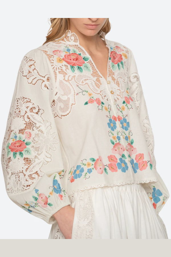 Sea NY Astrid Embroidery Long Sleeve Blouse - Multi