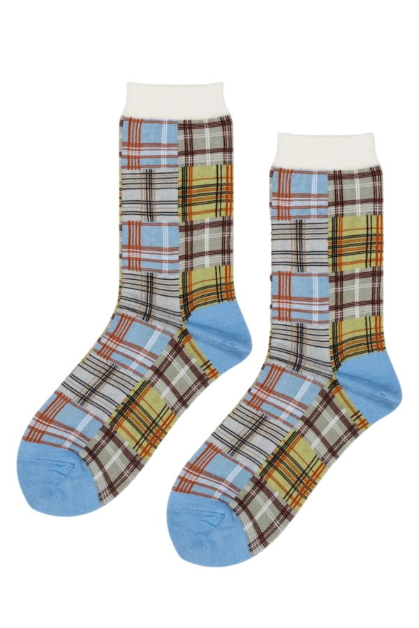 Hansel from Basel Madras Periwinkle Crew Socks - Periwinkle