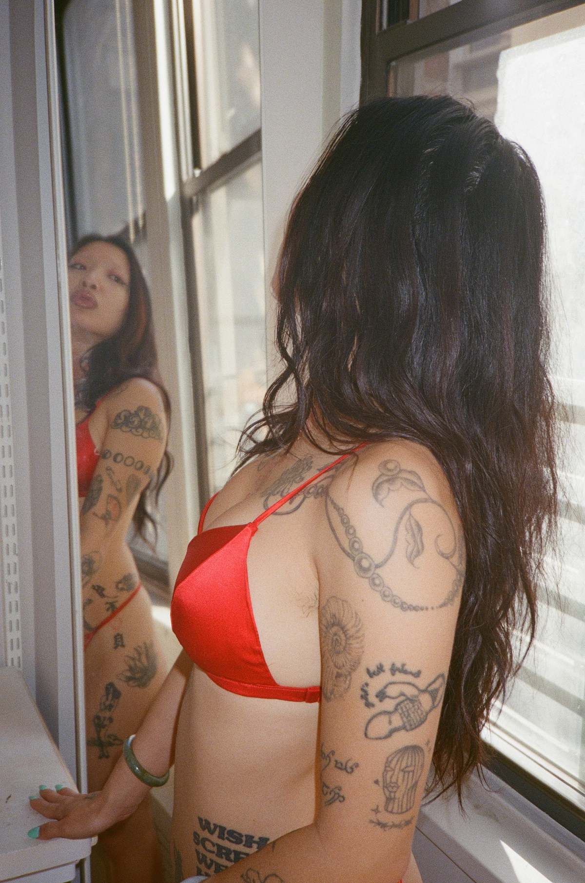 fleur du mal Silk Satin Triangle Bra - Rouge - Image 1 of 5