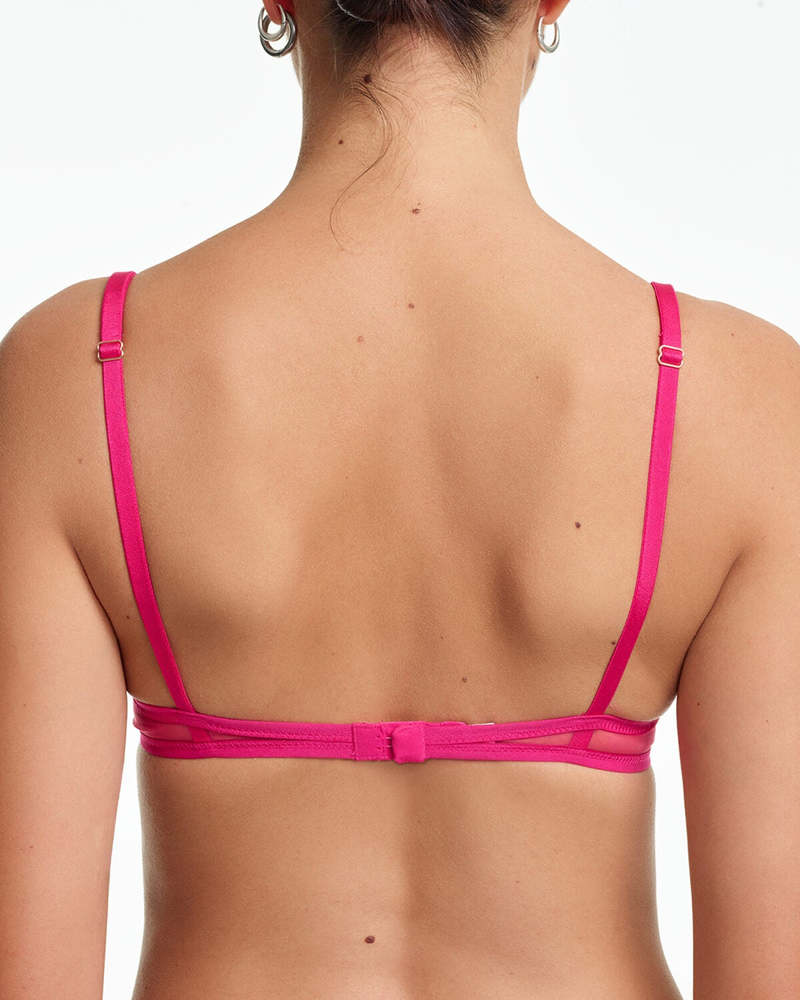 Yasmine Eslami Jeanne Mesh Underwire Bra - Indian Pink