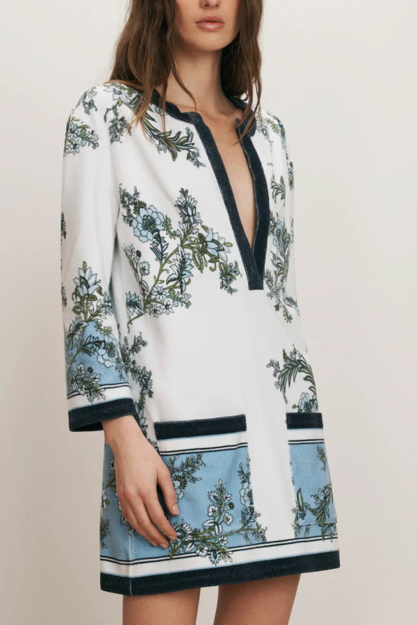 Veronica Beard Briarcliff Terry Tunic Dress - Blue Jay Multi