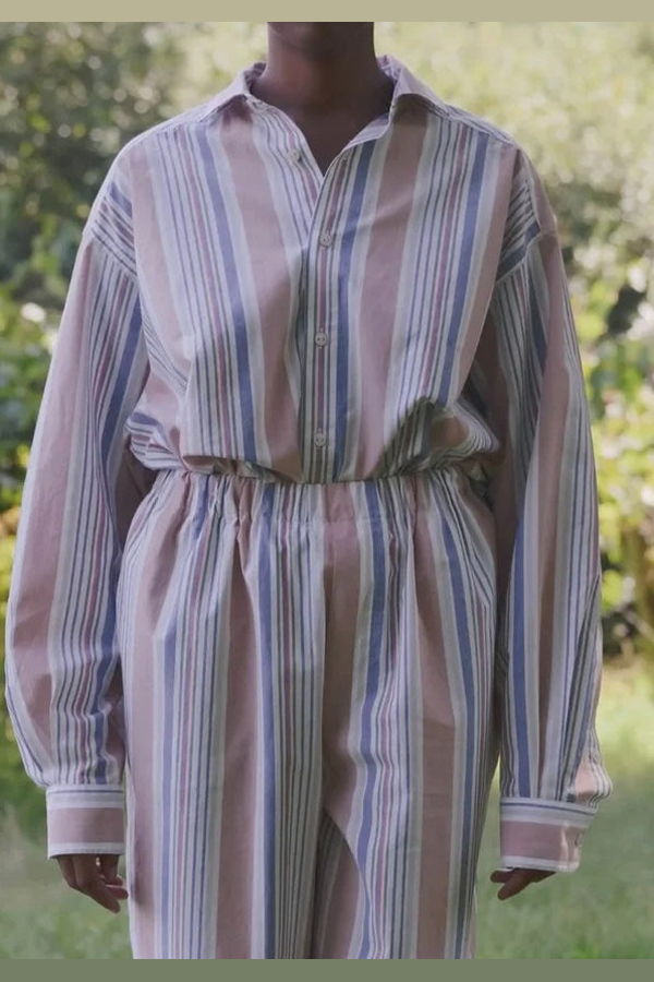 Baserange Claude Shirt in Brick Stripe