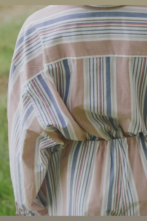 Baserange Claude Shirt in Brick Stripe