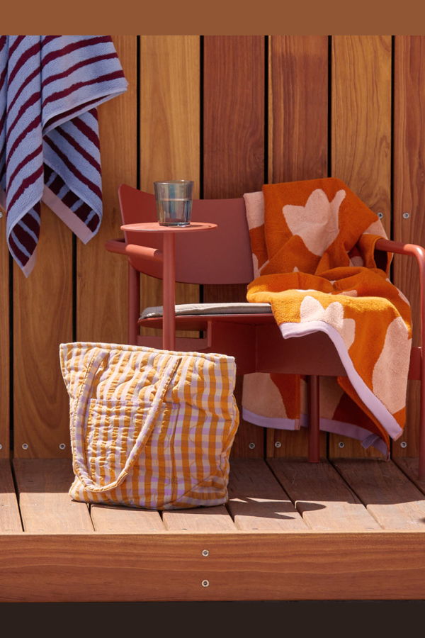 Mosey Me Mango Seersucker Quilted Bag