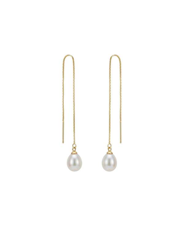 seree Lilith Pearl Thread Earrings