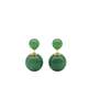 seree Orbit Duo Double Ended Jade Stone Stud Earrings - Green - Thumbnail 1