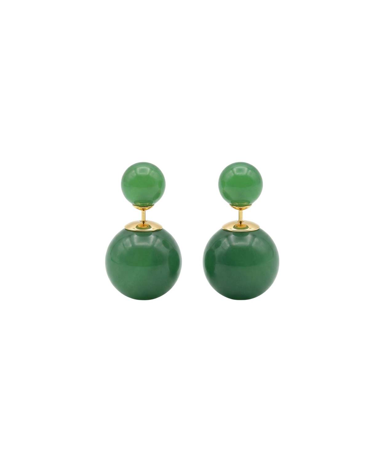 seree Orbit Duo Double Ended Jade Stone Stud Earrings - Green - Image 1 of 7