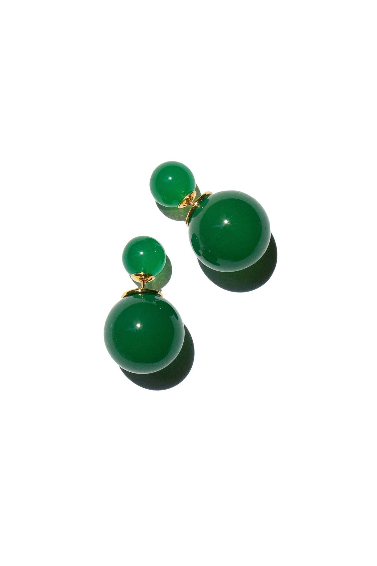 seree Orbit Duo Double Ended Jade Stone Stud Earrings - Green - Image 4 of 7