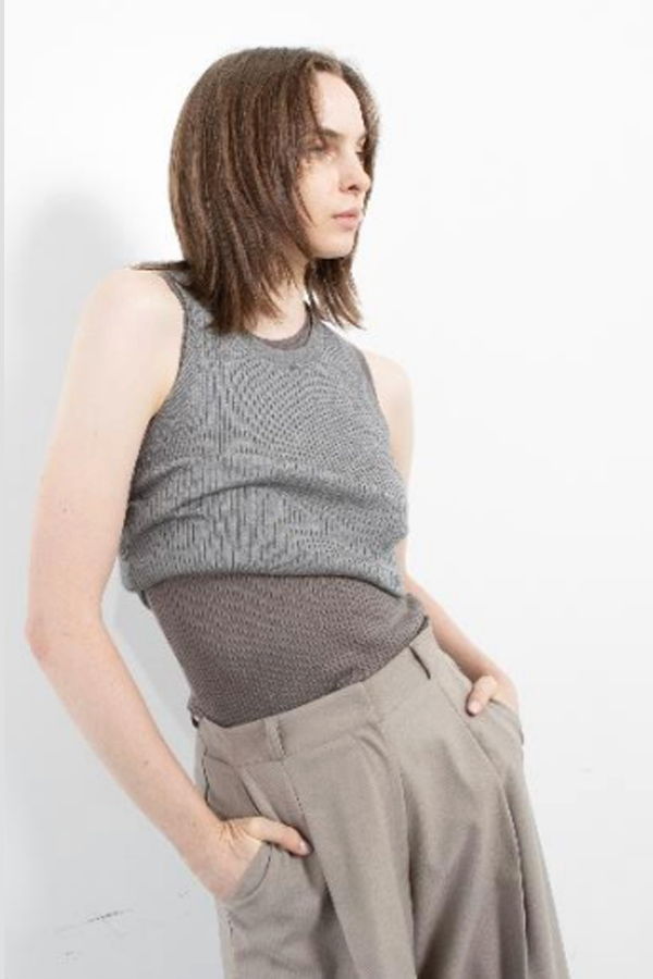 PURECASHMERE NYC Silk Cashmere Ribbed Sleeveless Top