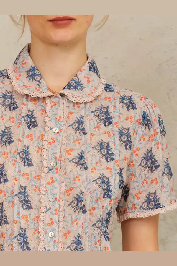 M.A.B.E Aster Print Short Sleeve Top