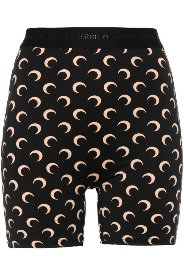 MARINE SERRE Moon Printed Jersey Biker Shorts - Tan