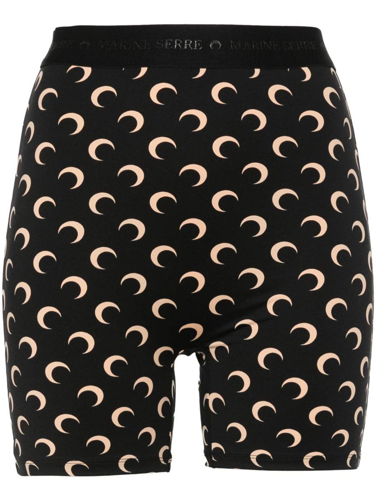 MARINE SERRE Moon Printed Jersey Biker Shorts - Tan - Image 1 of 2