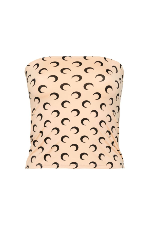 MARINE SERRE Moon Printed Jersey Tubed Top - Tan