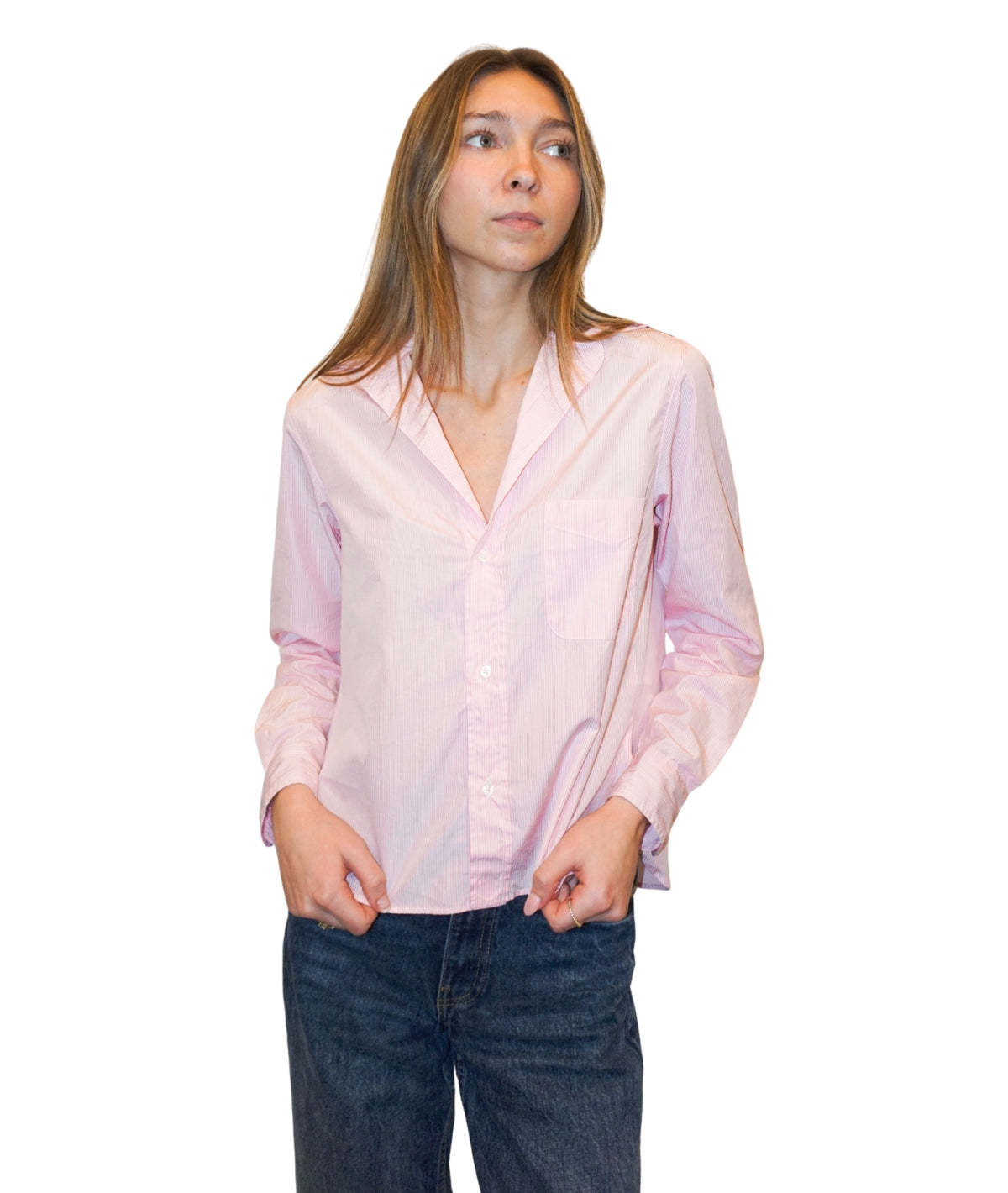 Frank & Eileen Silvio Untuckable Button-Up Shirt - Pink Stripe - Image 1 of 3