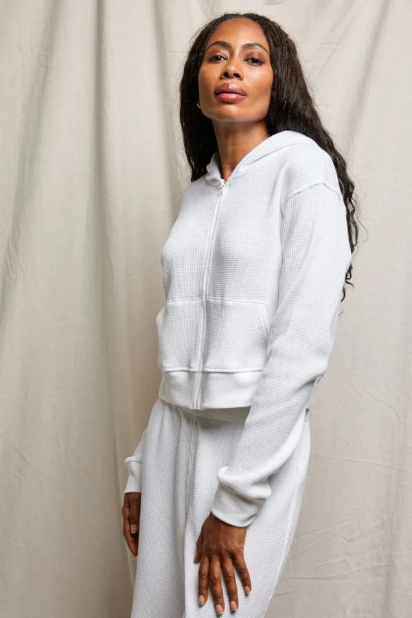 Perfect White Tee Inez Waffle Knit Sweatshirt Hoodie
