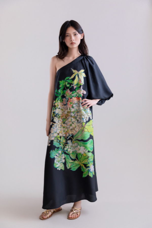 Psophia Printed Habotai Silk Dress