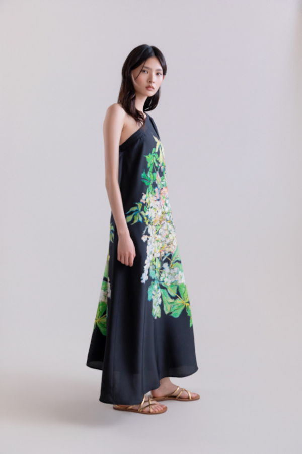 Psophia Printed Habotai Silk Dress