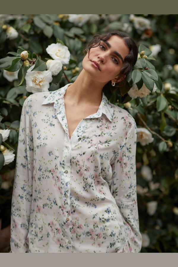 Bella Dahl Painted Petals Button Down Top