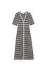 Claudine Midi Dress in Crinkle Stripe - Thumbnail 1