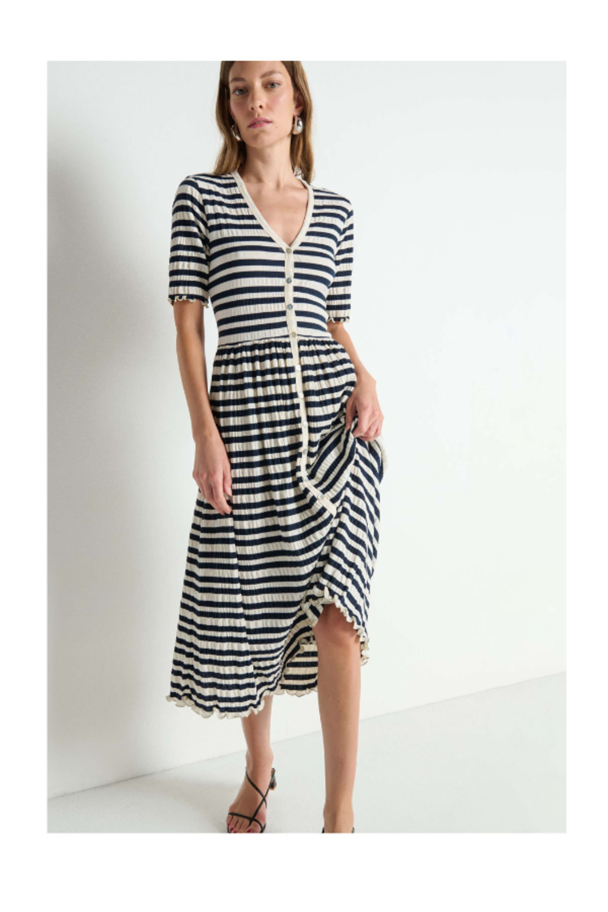 Claudine Midi Dress in Crinkle Stripe - Image 4 of 4